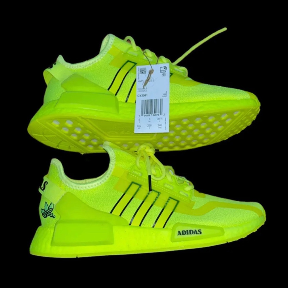 Adidas Size 6 1/2 NMD R1 V2 Solar Yellow Black Neon Bright Mens sneakers